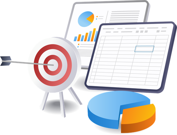 Business growth calculation targets technology  Illustration