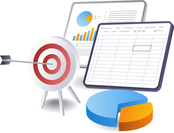 Business growth calculation targets technology  Illustration