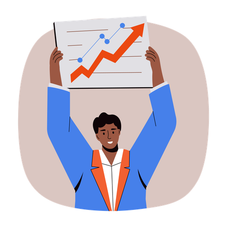 Business growth chart presented by employee  Illustration