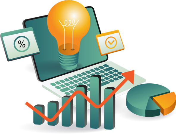 Business growth idea and analysis chart  Illustration