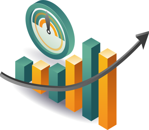 Business growth management and bar chart  Illustration