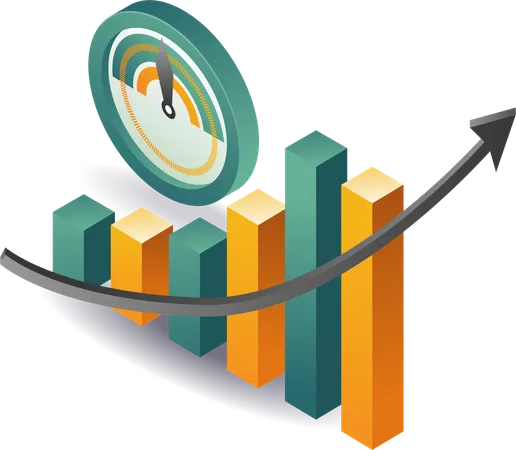 Business growth management and bar chart  Illustration