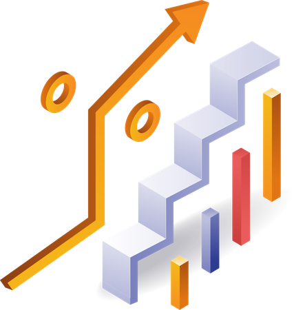 Business growth percentage ladder analyst  Illustration