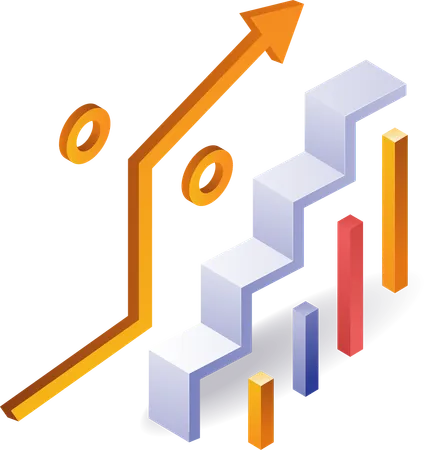 Business growth percentage ladder analyst  Illustration