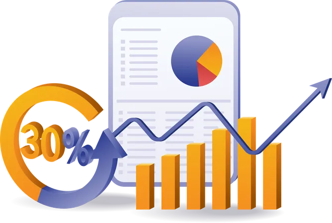 Business growth percentage performance analysis  Illustration