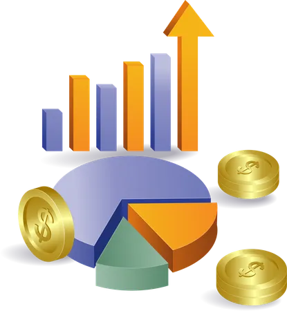 Business growth pie chart  Illustration