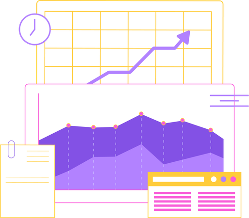 Business Growth time and report  Illustration