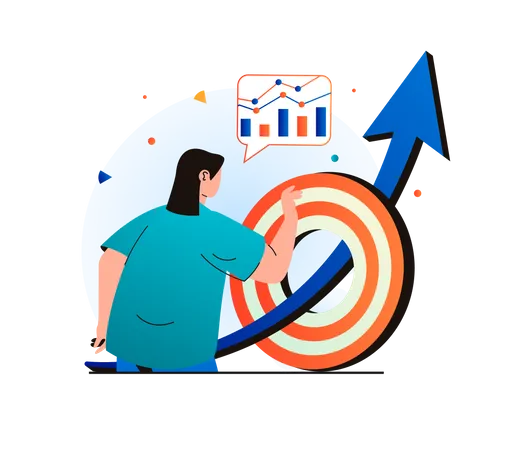 Business growth to achievement target  Illustration