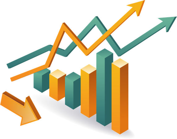 Business growth with bar chart  Illustration