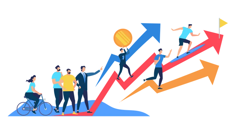 Business growth with business team Illustration