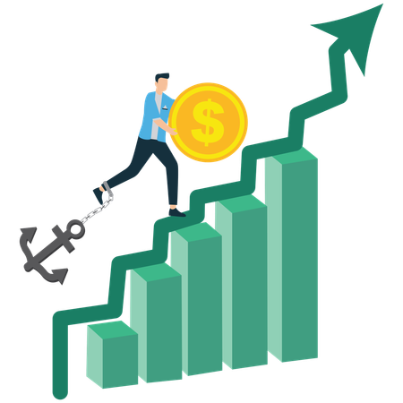 Business Growth with Financial Challenges and Obstacles  Illustration