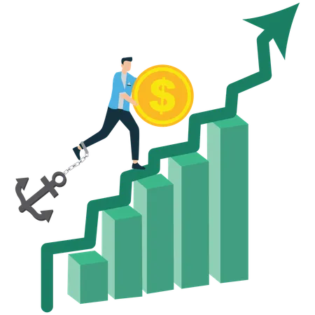 Business Growth with Financial Challenges and Obstacles  Illustration
