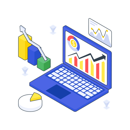 Business Growth with laptop  Illustration