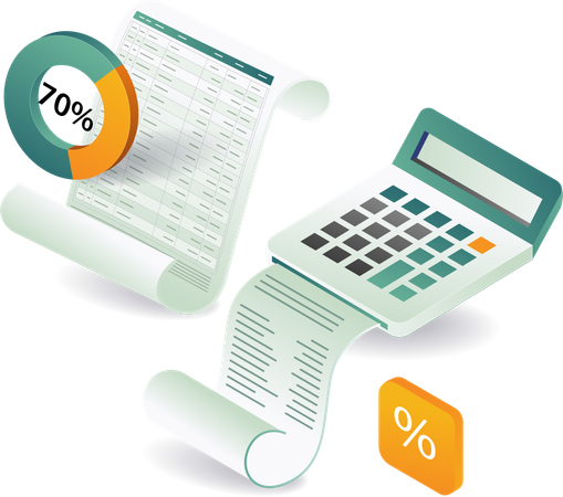 Business growth with percentage and analysis report details  Illustration