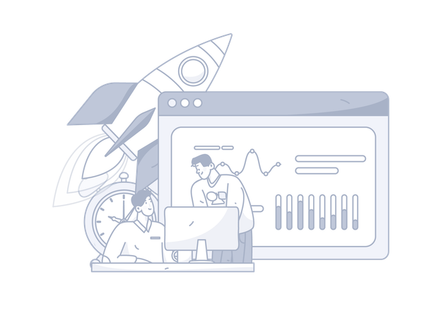 Business guys discussion about startup analysis  Illustration