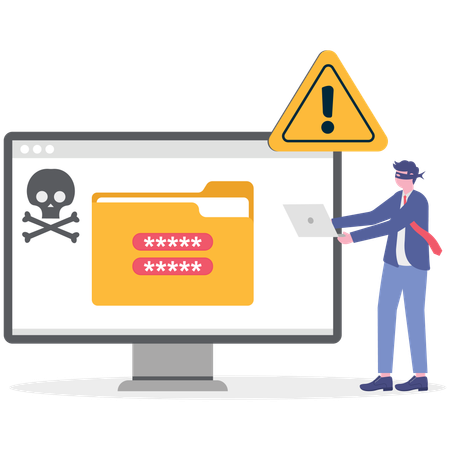 Business hacker bypassing security  Illustration