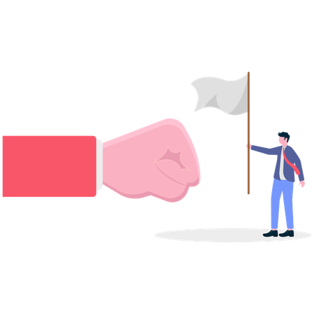 Business hand fisting while businessman standing with flag  Illustration