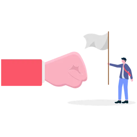 Business hand fisting while businessman standing with flag  Illustration