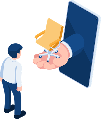 Business Hand Giving Office Chair to Businessman  Illustration