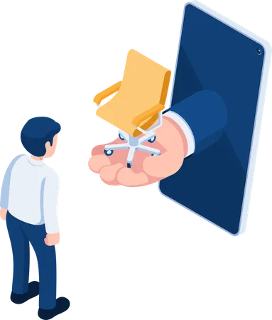 Business Hand Giving Office Chair to Businessman  Illustration