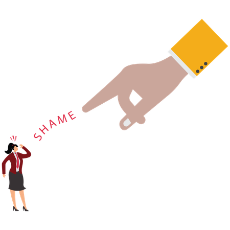 Business hand pointing businesswoman for Blame and Shame  Illustration