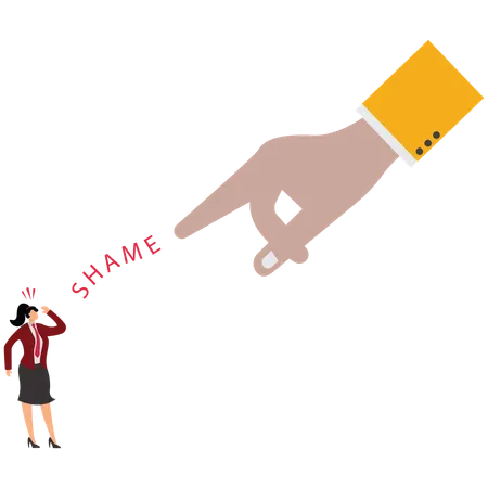 Business hand pointing businesswoman for Blame and Shame  Illustration
