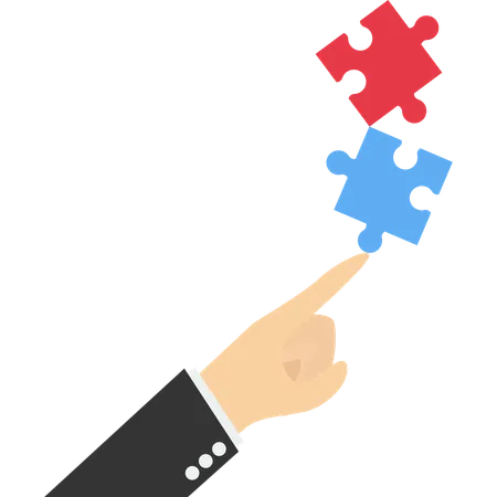 Business hand showing jigsaw piece  Illustration