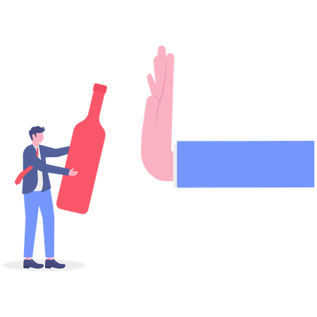 Geschäftshand stoppt Alkohol  Illustration