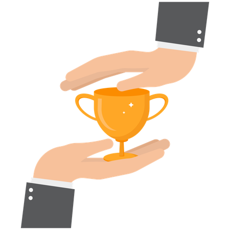 Business hands holding business trophy cup  Illustration