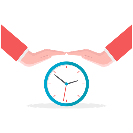 Business hands protecting business time  Illustration