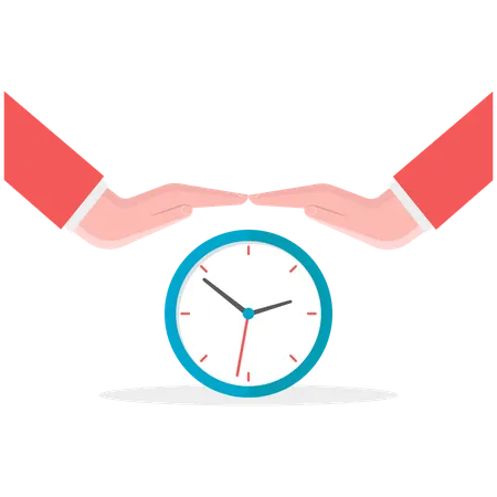 Business hands protecting business time  Illustration