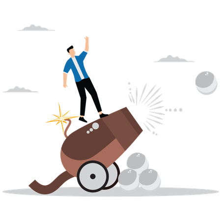 Business Hero on Cannon  Illustration