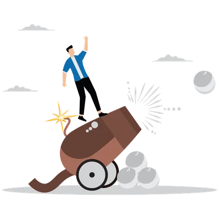 Business Hero on Cannon  Illustration