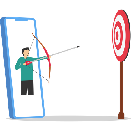 Business hitting arrow on target  Illustration