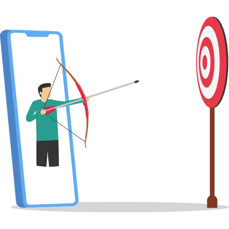 Business hitting arrow on target  Illustration