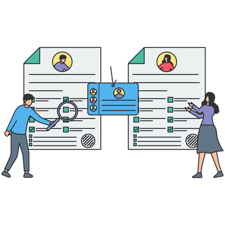 Personalabteilung prüft Lebenslauf  Illustration