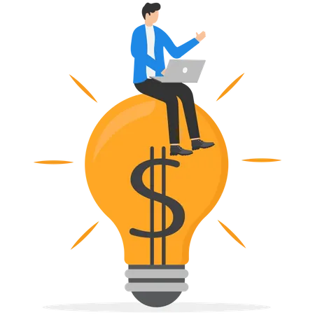 Enlighten Money Idea Investment And Savings With High Profit Business Idea To Make Money Or Profit Innovation Or Creativity Concept Illustration
