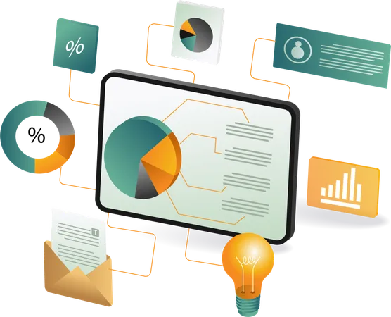 Business idea with analysis report  Illustration