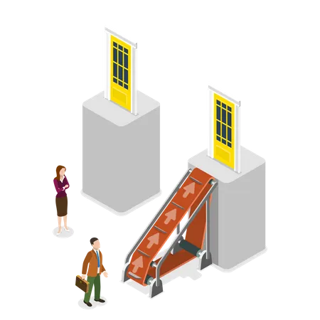 3 D Isometric Flat Vector Conceptual Illustration Of Unfair Promotion Gender Inequality And Unfair Opportunities Illustration