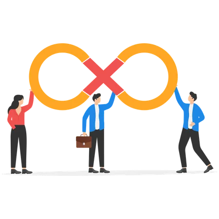 Business Infinite Cooperation Concept Business Vector Illustration Teamwork Partnership 일러스트레이션