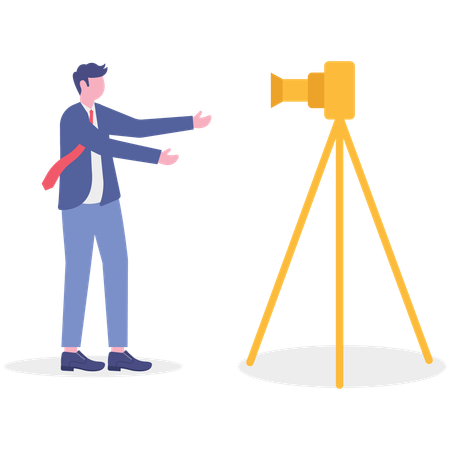 Business influencer recording vlog  Illustration