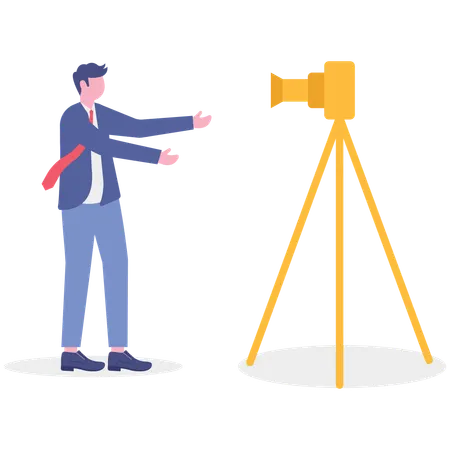 Business influencer recording vlog  Illustration