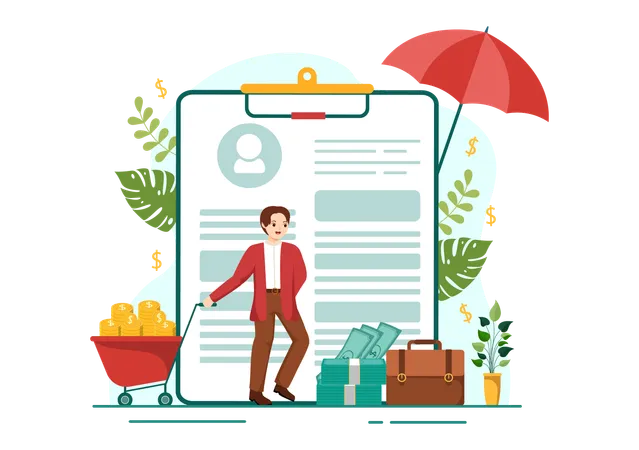 Business Insurance Vector Illustration To Support Protection About Family Life Healthcare Transportation And Building In Financial Operation Illustration