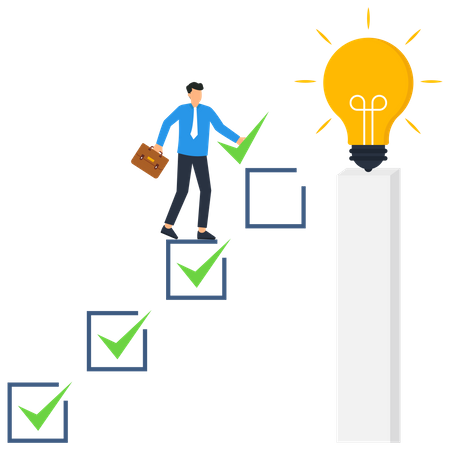Business invention tasks completion to finish project  Illustration