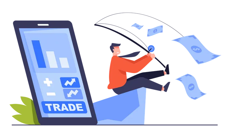 Businessman Invests In Stocks With Accurate Forecasts And Huge Profits High Risk High Profit Flat Cartoon Vector Illustration Illustration