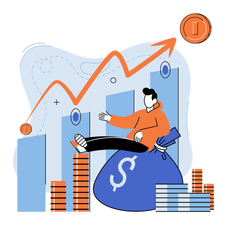 Business investment capital profit and income multiplying  Illustration