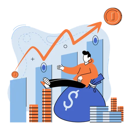 Business investment capital profit and income multiplying  Illustration