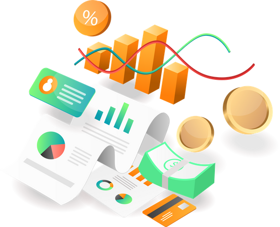 Business investment company income analyst data Illustration