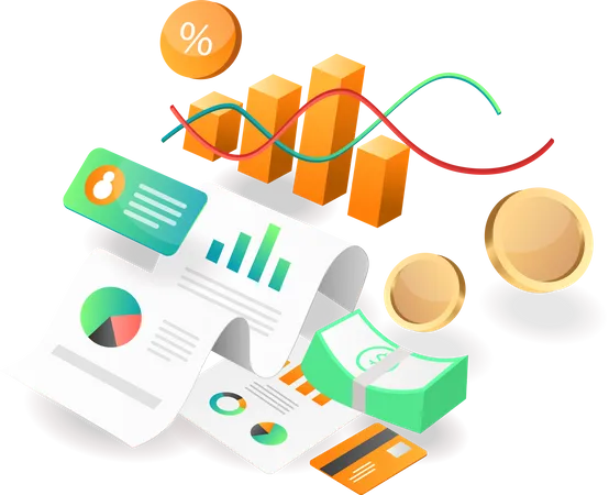 Illustration Isometric Concept Business Investment Company Income Analyst Data Illustration