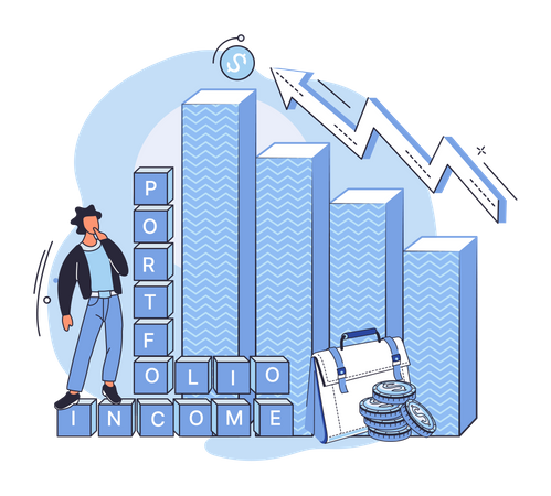 Business investment portfolio profit chart  Illustration